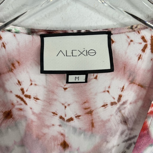 Alexis Lucine Mixed Print Wrap Mini Dress Size Medium Rose Tie Dye Multi - Picture 4 of 8